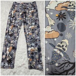 Skulls Witch Halloween High Waist Stretch Leggings Size Large
